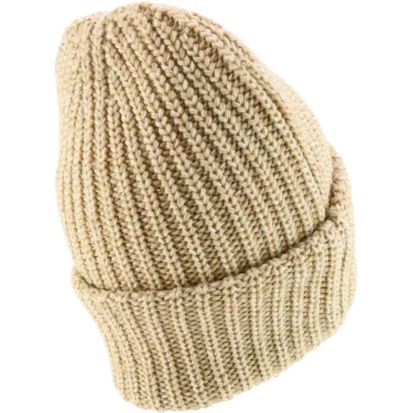 imageTrendy Apparel Shop Long Cuffed Plain Thick Ribbed Chunky Knit Winter Beanie HatOatmeal