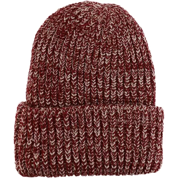 imageTrendy Apparel Shop Long Cuffed Plain Thick Ribbed Chunky Knit Winter Beanie HatRed White