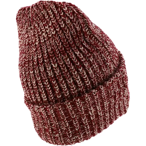 imageTrendy Apparel Shop Long Cuffed Plain Thick Ribbed Chunky Knit Winter Beanie HatRed White