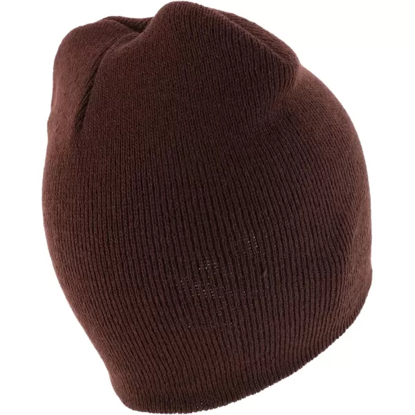 imageTrendy Apparel Shop Made in USA Short Acrylic Knit Winter Beanie HatBrown