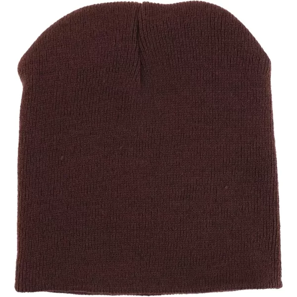 imageTrendy Apparel Shop Made in USA Short Acrylic Knit Winter Beanie HatBrown