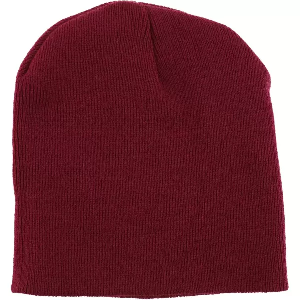 imageTrendy Apparel Shop Made in USA Short Acrylic Knit Winter Beanie HatBurgundy