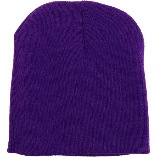 imageTrendy Apparel Shop Made in USA Short Acrylic Knit Winter Beanie HatPurple