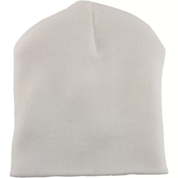 imageTrendy Apparel Shop Made in USA Short Acrylic Knit Winter Beanie HatWhite