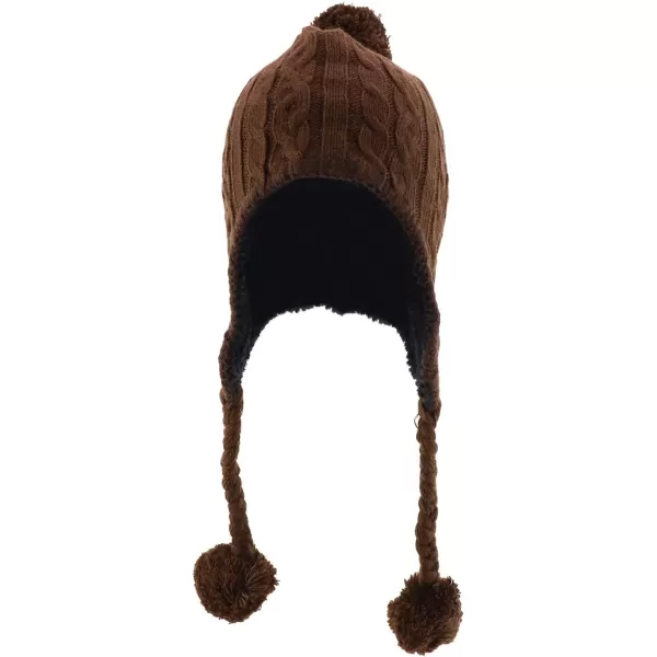 imageTrendy Apparel Shop Pom Pom Winter Ear Flaps Soft Fuzzy Peruvian Beanie HatBrown