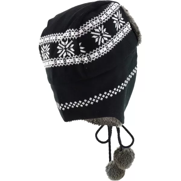 imageTrendy Apparel Shop Soft Fur Winter Snowflake Knit Ear Flaps Trooper Beanie HatBlack