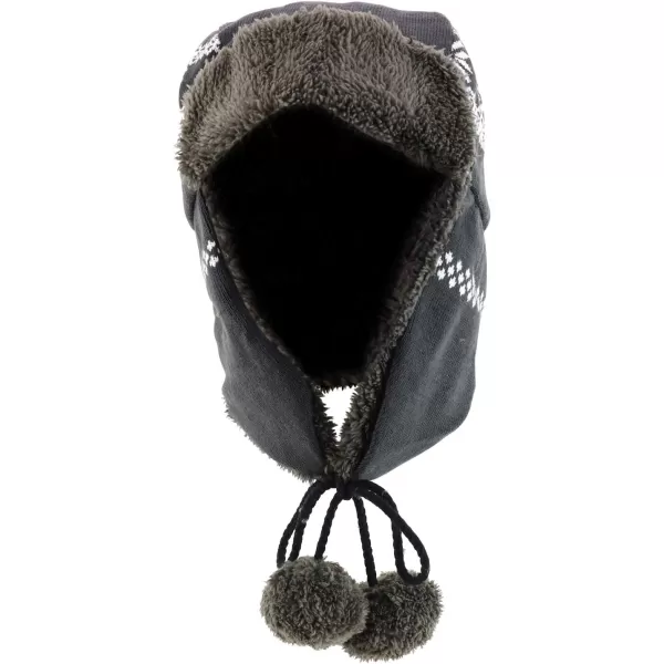 imageTrendy Apparel Shop Soft Fur Winter Snowflake Knit Ear Flaps Trooper Beanie HatGrey