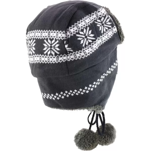 imageTrendy Apparel Shop Soft Fur Winter Snowflake Knit Ear Flaps Trooper Beanie HatGrey