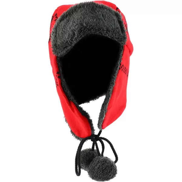 imageTrendy Apparel Shop Soft Fur Winter Snowflake Knit Ear Flaps Trooper Beanie HatRed