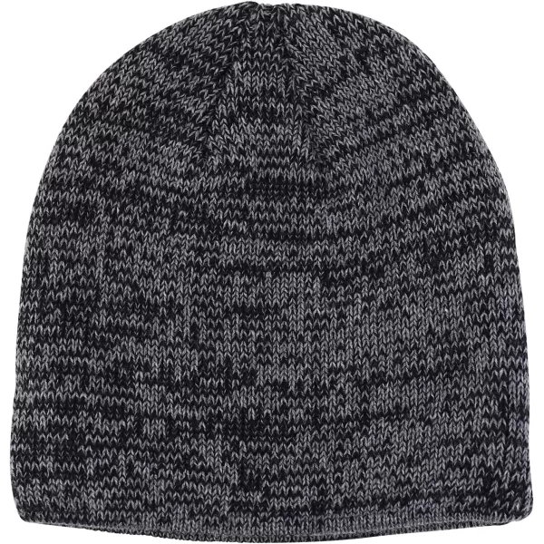 imageTrendy Apparel Shop Thick Acrylic Knit Marled Short BeanieBlack Dark Grey
