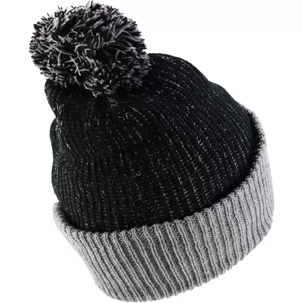 imageTrendy Apparel Shop Thick Warm Winter Speckled Pom Pom Cuffed BeanieBlack Grey