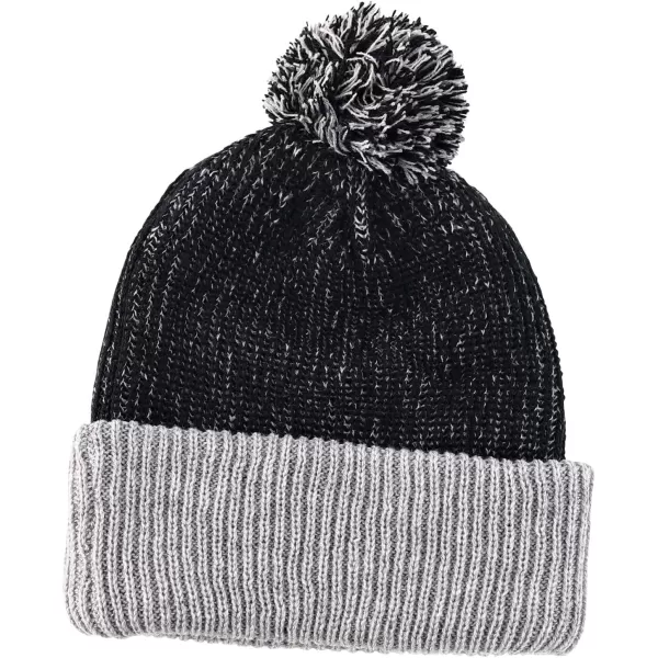 imageTrendy Apparel Shop Thick Warm Winter Speckled Pom Pom Cuffed BeanieBlack Grey