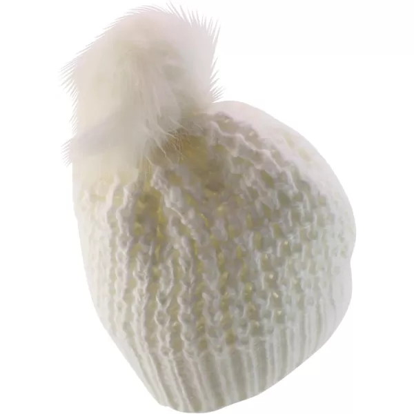 imageTrendy Apparel Shop Warm Soft Cable Knit Faux Fur Pom Pom BeanieWhite