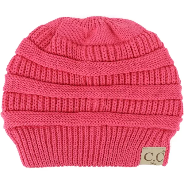 imageTrendy Apparel Shop Womens Lightweight Ribbed Knit 365 Stretchable Ponytail Beanie Cap