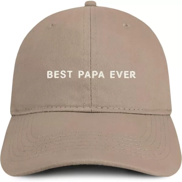 imageTrendy Apparel Shop Best Papa Ever One Line Embroidered Soft Crown 100 Brushed Cotton CapKhaki