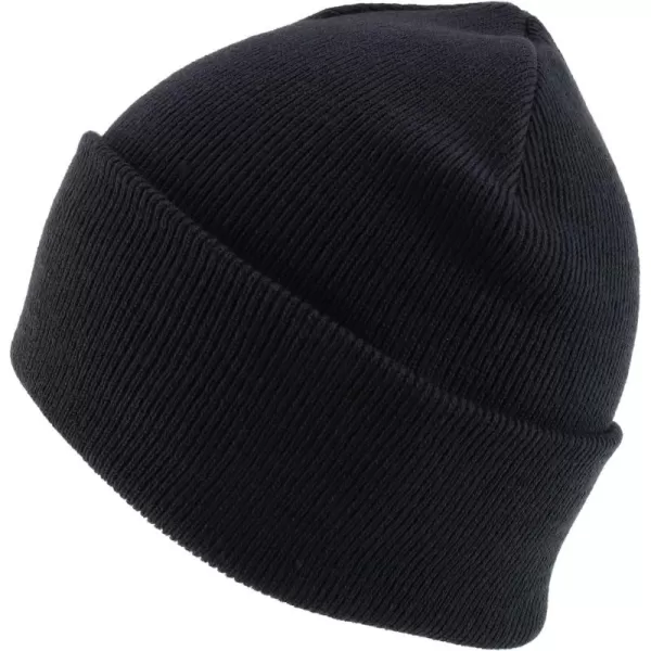 imageTrendy Apparel Shop Knitted Acrylic 3 Inches Folded Cuff Solid Winter BeanieBlack