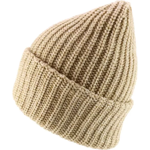 imageTrendy Apparel Shop Long Cuffed Plain Thick Ribbed Chunky Knit Winter Beanie HatOatmeal