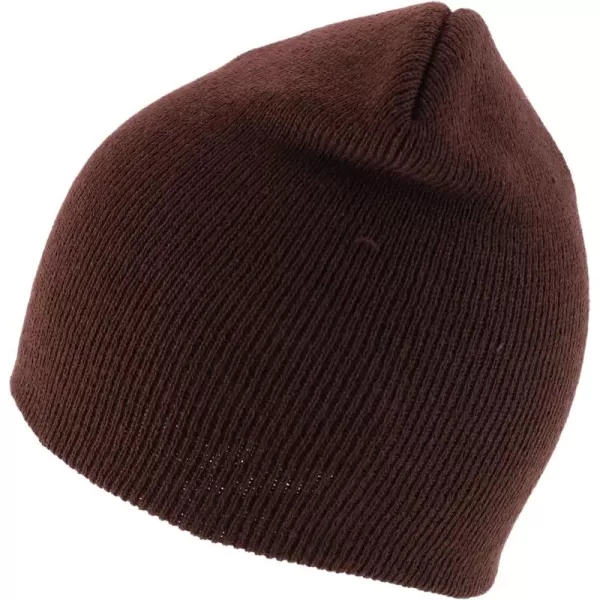 imageTrendy Apparel Shop Made in USA Short Acrylic Knit Winter Beanie HatBrown