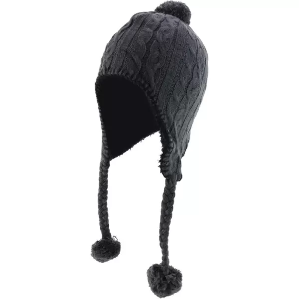 imageTrendy Apparel Shop Pom Pom Winter Ear Flaps Soft Fuzzy Peruvian Beanie HatGrey