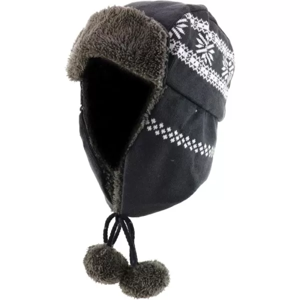 imageTrendy Apparel Shop Soft Fur Winter Snowflake Knit Ear Flaps Trooper Beanie HatGrey
