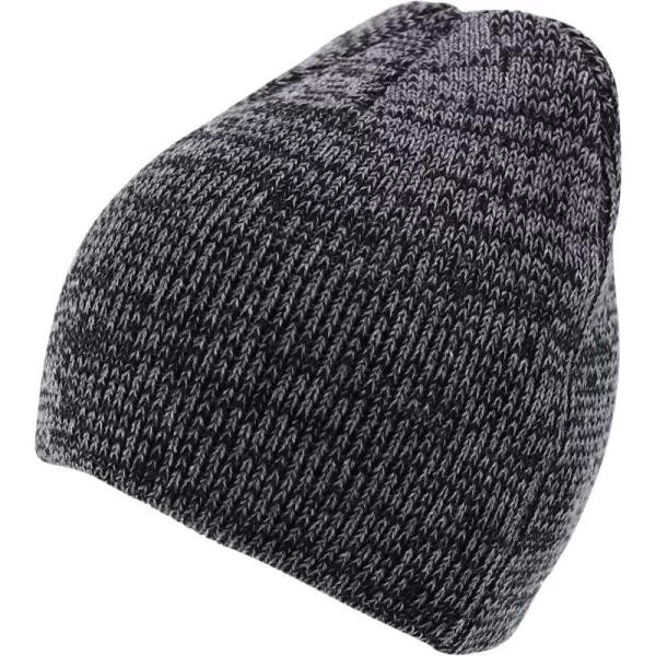 imageTrendy Apparel Shop Thick Acrylic Knit Marled Short BeanieBlack Dark Grey