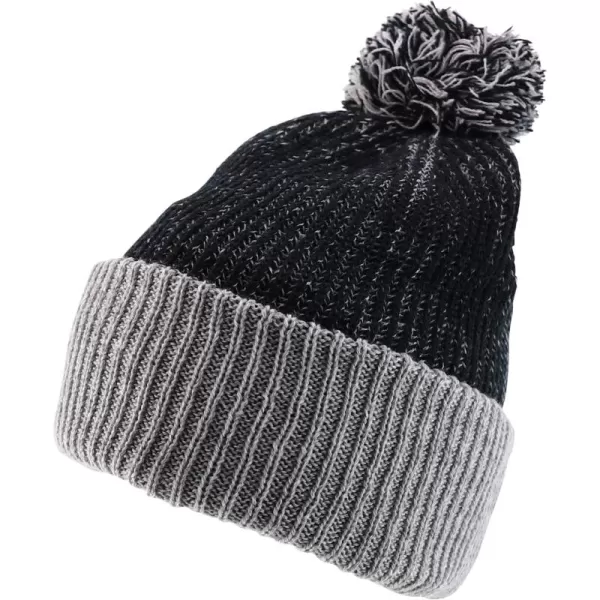 imageTrendy Apparel Shop Thick Warm Winter Speckled Pom Pom Cuffed BeanieBlack Grey