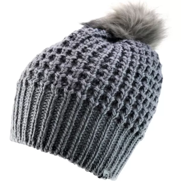 imageTrendy Apparel Shop Warm Soft Cable Knit Faux Fur Pom Pom BeanieGrey