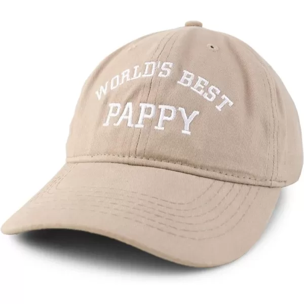 imageTrendy Apparel Shop Worlds Best Pappy Embroidered Low Profile Soft Cotton Baseball CapKhaki