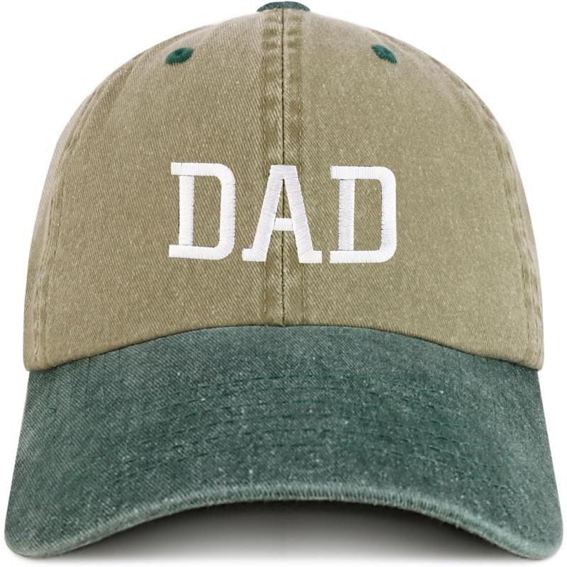 imageTrendy Apparel Shop Dad Embroidered Pigment Dyed Low Profile Cotton CapKhaki Dark Green