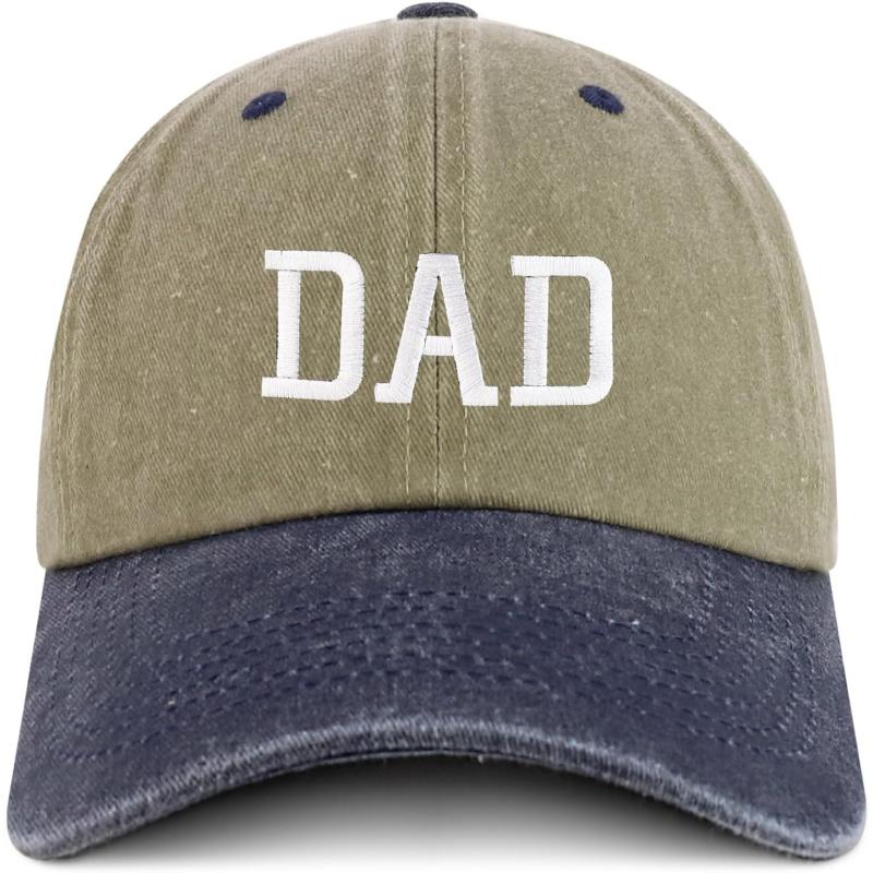 imageTrendy Apparel Shop Dad Embroidered Pigment Dyed Low Profile Cotton CapKhaki Navy