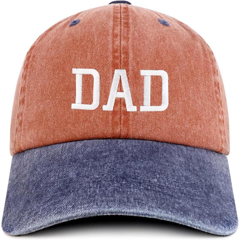 imageTrendy Apparel Shop Dad Embroidered Pigment Dyed Low Profile Cotton CapOrange Navy