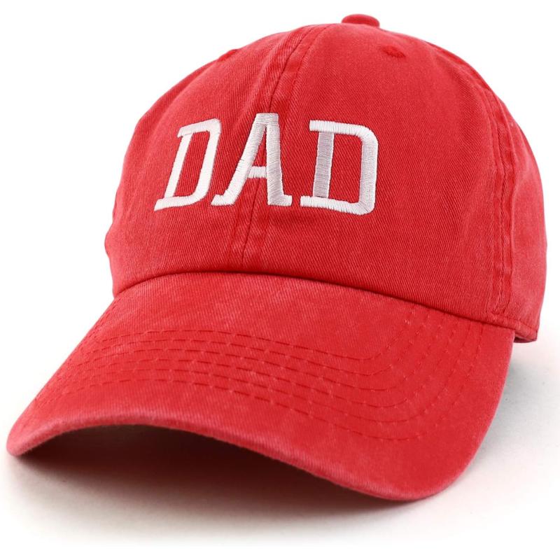 imageTrendy Apparel Shop Dad Embroidered Pigment Dyed Low Profile Cotton CapRed
