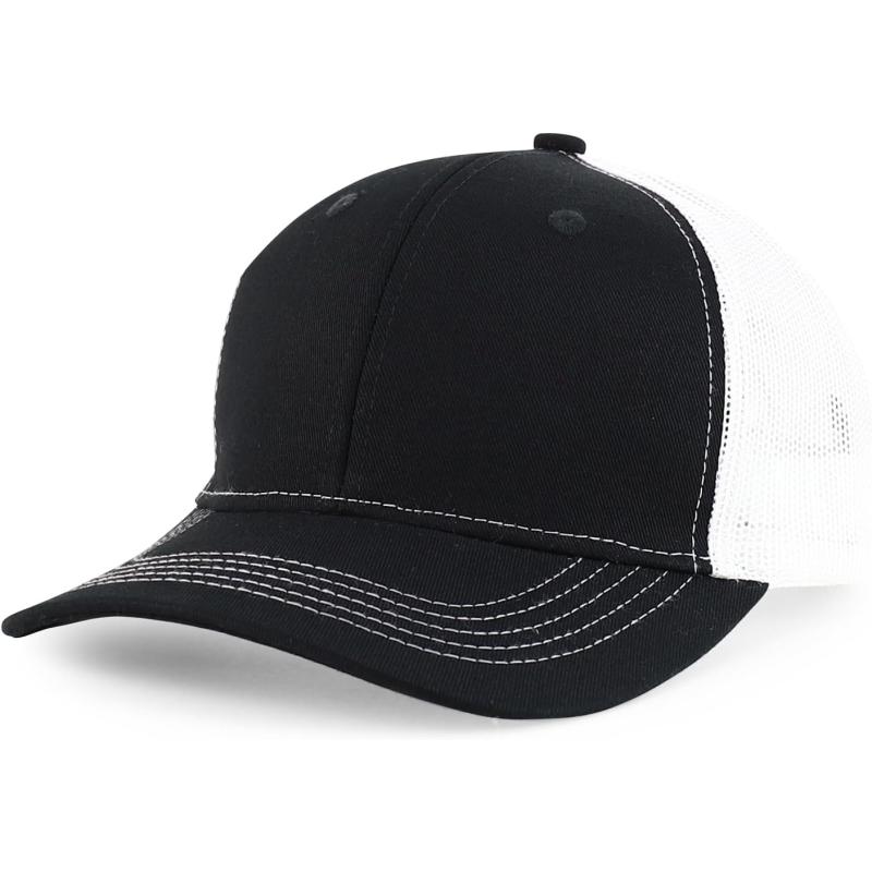 imageTrendy Apparel Shop Youth Size Contrasting Stitch Structured Mesh Back Baseball CapBlack White