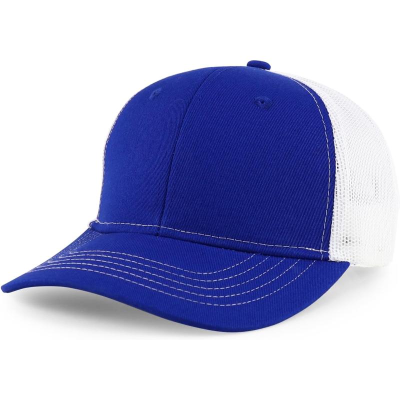imageTrendy Apparel Shop Youth Size Contrasting Stitch Structured Mesh Back Baseball CapRoyal White