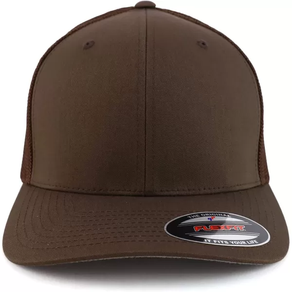 imageTrendy Apparel Shop 2XL Structured Flex Fitted Trucker Flexfit Baseball CapBrown