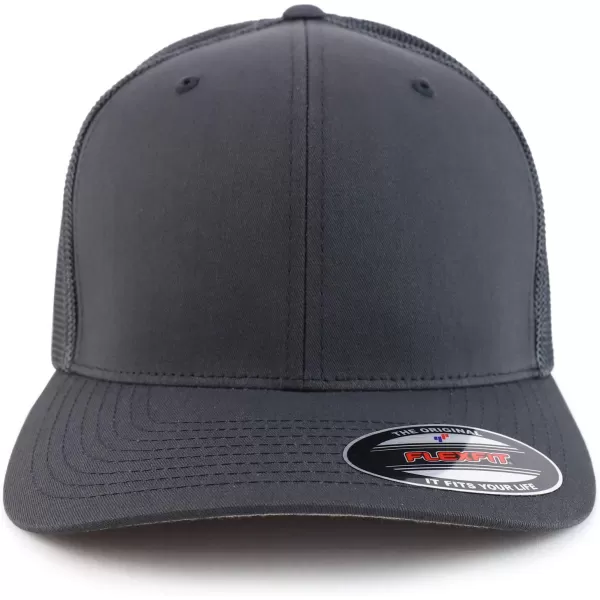 imageTrendy Apparel Shop 2XL Structured Flex Fitted Trucker Flexfit Baseball CapCharcoal