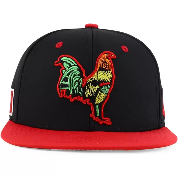 imageTrendy Apparel Shop 3D Rooster Embroidered Flat Bill Snapback CapBlack Red