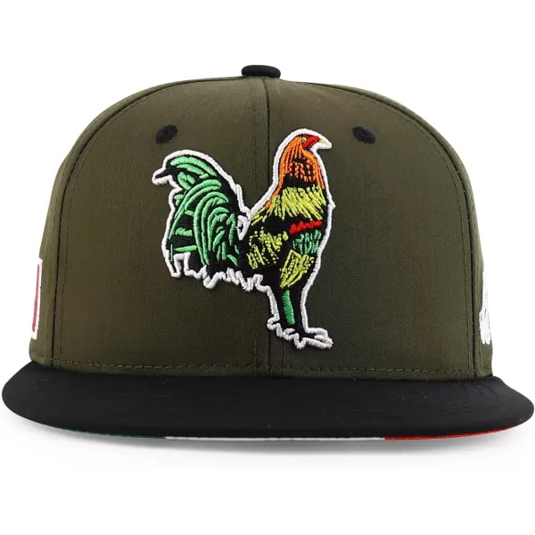 imageTrendy Apparel Shop 3D Rooster Embroidered Flat Bill Snapback CapOlive Black