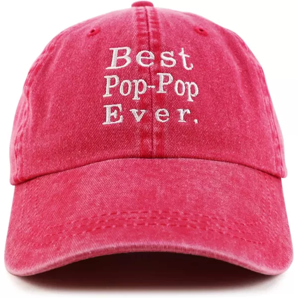 imageTrendy Apparel Shop Best Pop Pop Ever Embroidered Soft Fit Washed Cotton Baseball CapFuchsia