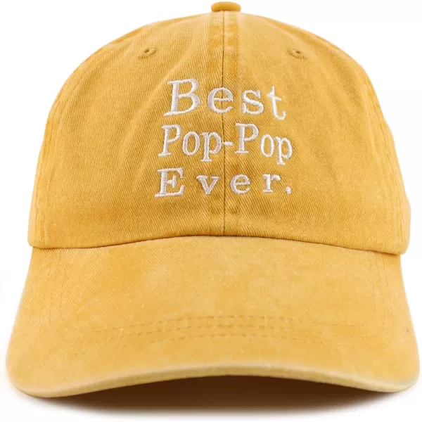 imageTrendy Apparel Shop Best Pop Pop Ever Embroidered Soft Fit Washed Cotton Baseball CapMango