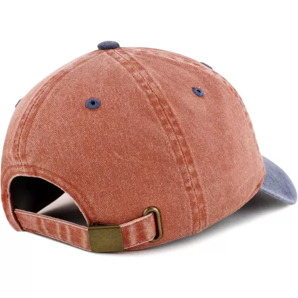 imageTrendy Apparel Shop Best Pop Pop Ever Embroidered Soft Fit Washed Cotton Baseball CapOrange Navy