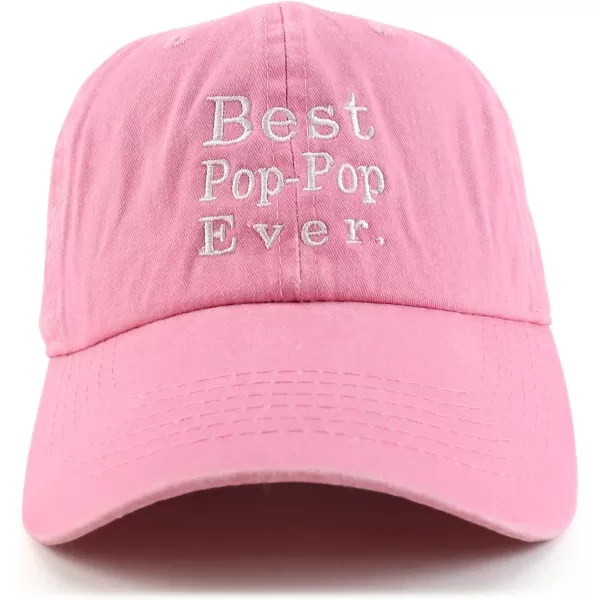imageTrendy Apparel Shop Best Pop Pop Ever Embroidered Soft Fit Washed Cotton Baseball CapPink