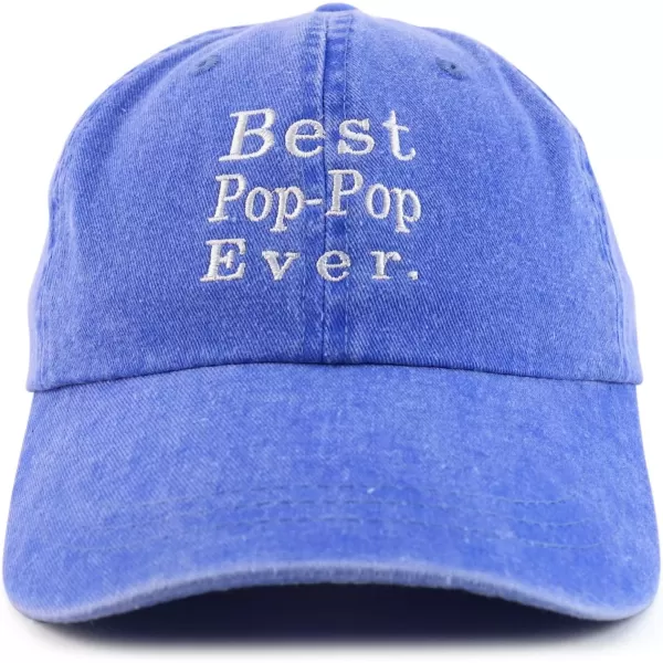 imageTrendy Apparel Shop Best Pop Pop Ever Embroidered Soft Fit Washed Cotton Baseball CapRoyal