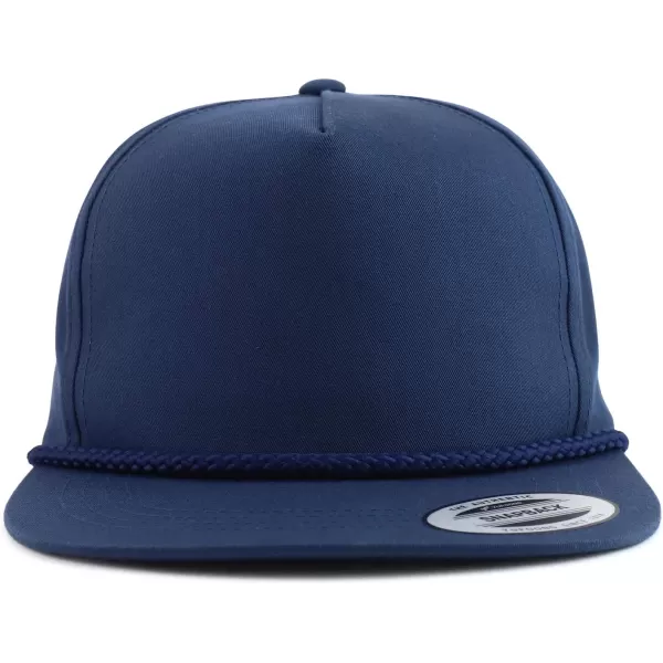 imageTrendy Apparel Shop Classic 5 Panel Golf Cap Flatbill Snapback HatNavy