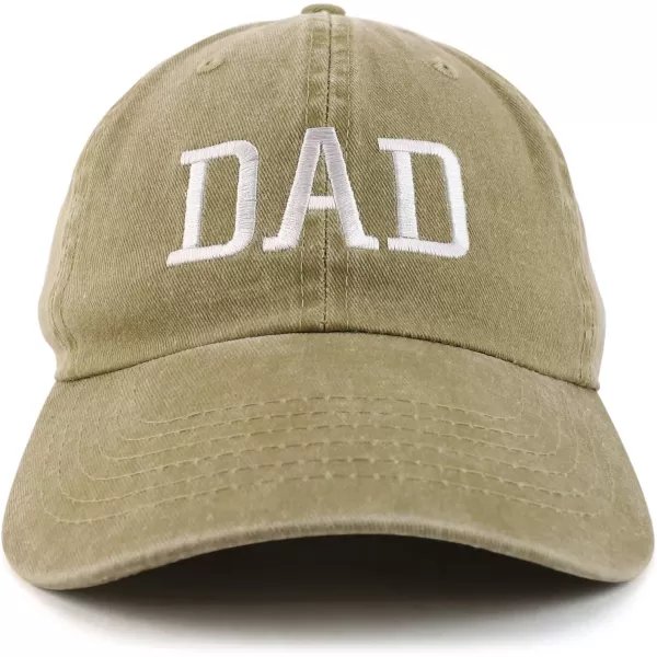 imageTrendy Apparel Shop Dad Embroidered Pigment Dyed Low Profile Cotton CapKhaki
