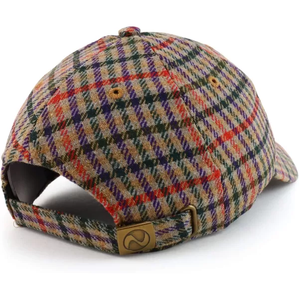 imageTrendy Apparel Shop Plaid Checker Wool Blend Unstructured Baseball CapBeige