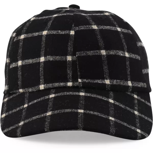 imageTrendy Apparel Shop Plaid Checker Wool Blend Unstructured Baseball CapBlack Checker