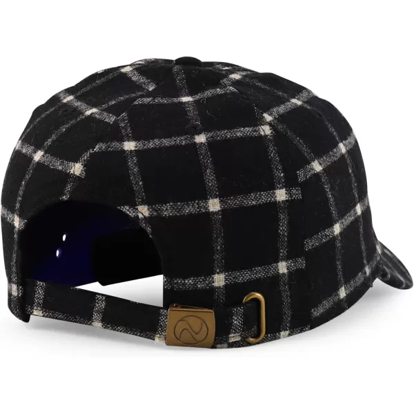 imageTrendy Apparel Shop Plaid Checker Wool Blend Unstructured Baseball CapBlack Checker