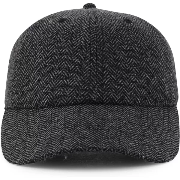 imageTrendy Apparel Shop Plaid Checker Wool Blend Unstructured Baseball CapCharcoal Herringbone