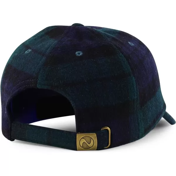 imageTrendy Apparel Shop Plaid Checker Wool Blend Unstructured Baseball CapDark Teal Black Watch